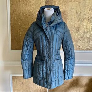 Miss Sixty metallic teal down parka hooded coat S